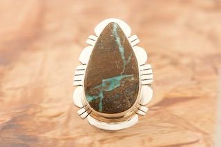 Genuine Boulder Turquoise Native American Ring